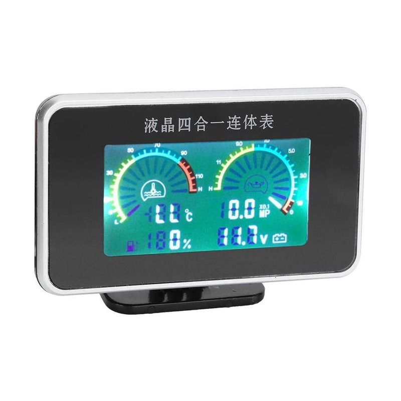 4-in-1 Auto LCD Digital LCD Instrument, Öldruckanzeige Voltmeter Kraftstoffanzeige Wassertemperatura