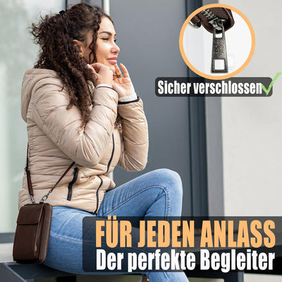 FLEXIBILITE® Handytasche zum Umhängen Braun aus echtem Leder I EXTRA leicht 220 g mit RFID I Handy P