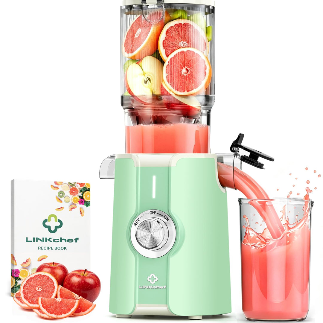 LINKChef Entsafter Slow Juicer, Entsafter Gemüse und Obst Testsieger mit 115 mm grossem, für ganze F
