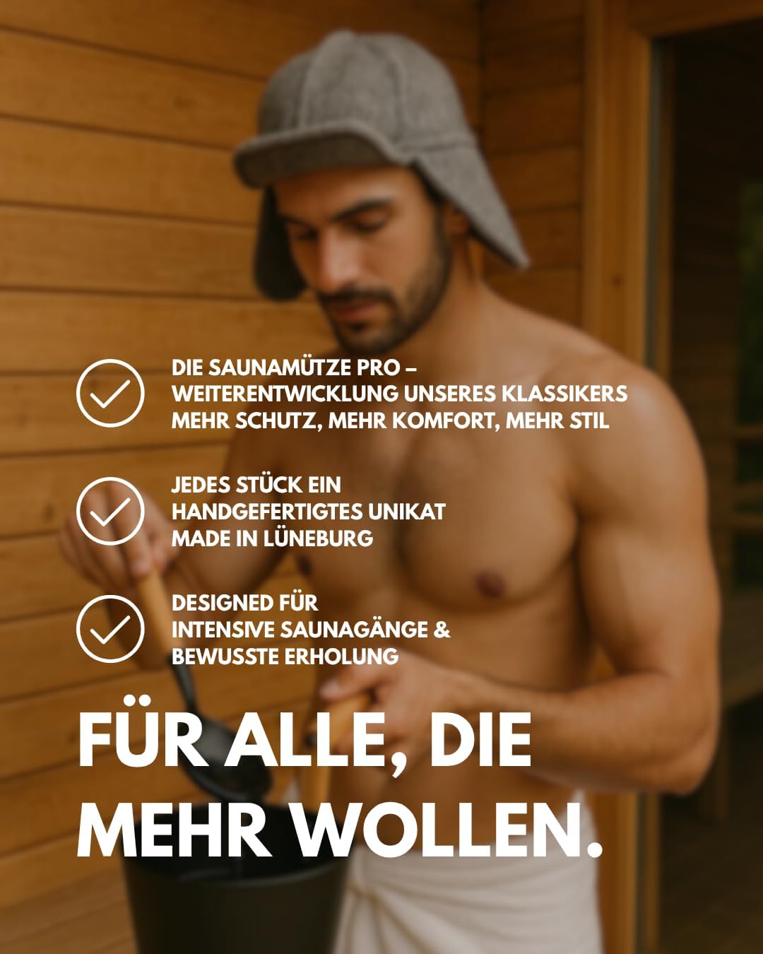 frihed.® Saunahut Pro Steingrau aus doppeltem Wollwalk - 100% Schafschurwolle - High End Sauna Acces