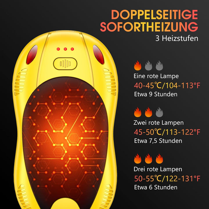 FANDLISS Handwärmer Elektrisch,Taschenwärme mit 10000mAh, Zweiseitige Heizung,Magnetische 2er-Pack,U