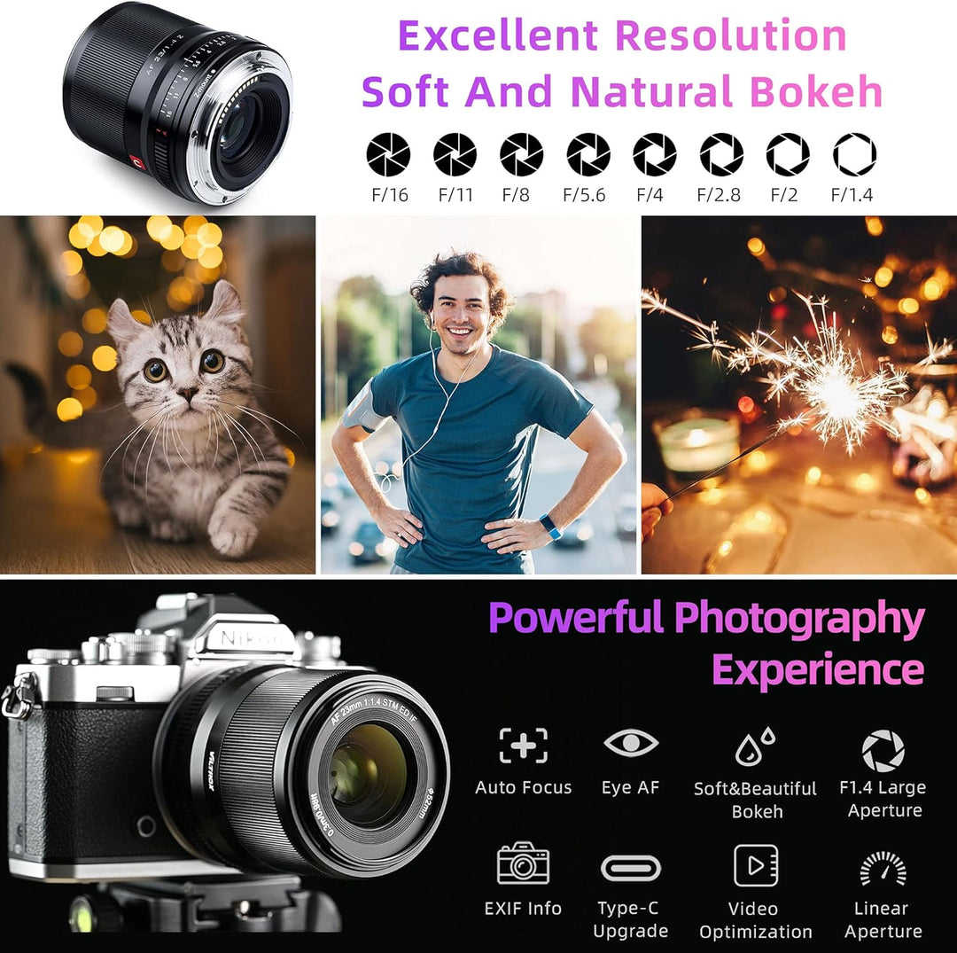 VILTROX 23mm F1.4 Z-Mount Prime Objektiv für Nikon Z fc Z7 II Z6 II Z5 Z6 Z7 Z50 (Festbrennweite, ST