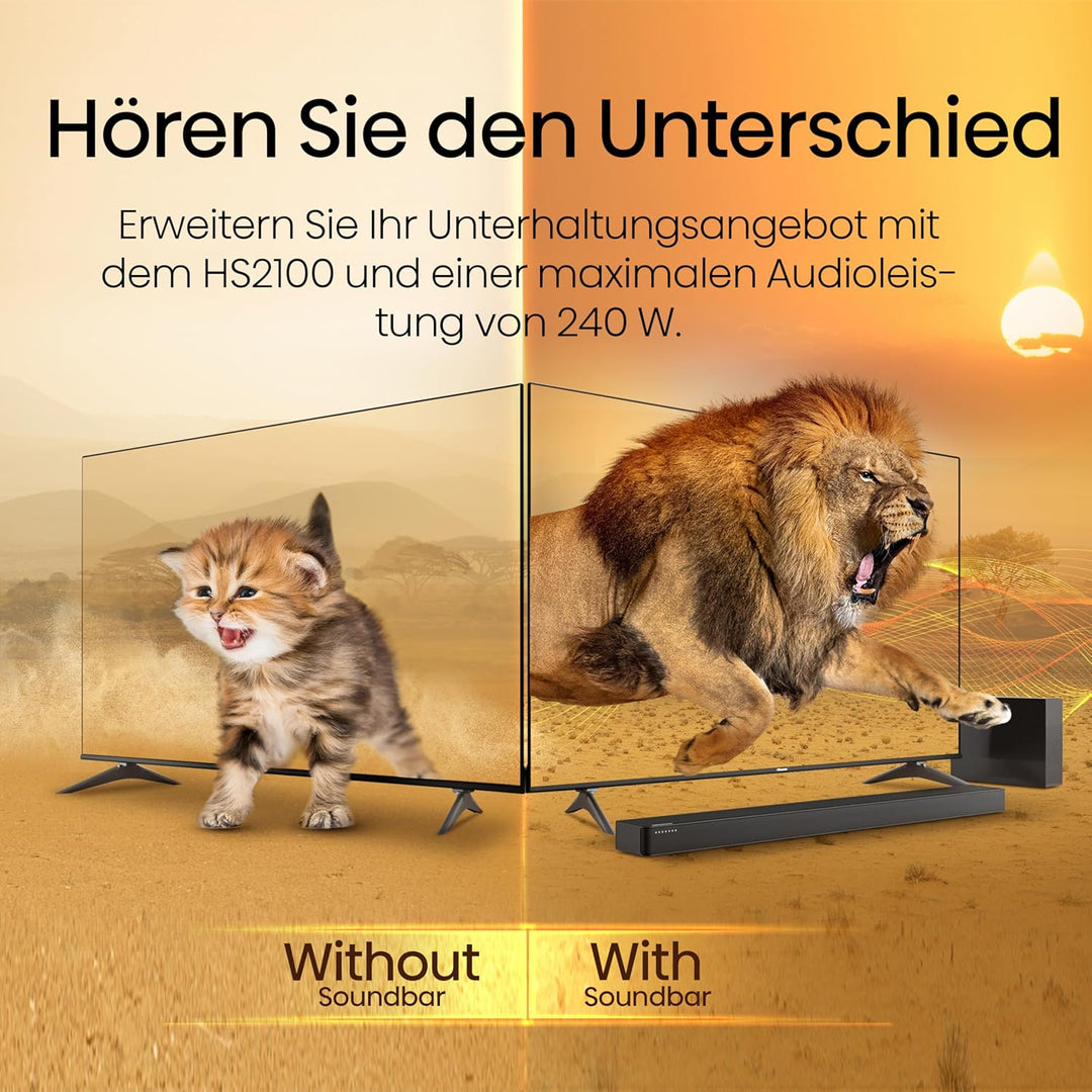 Hisense HS2100 2.1 Soundbar Home Theater System mit kabellosem Subwoofer, 240W, Dolby Audio, Bluetoo