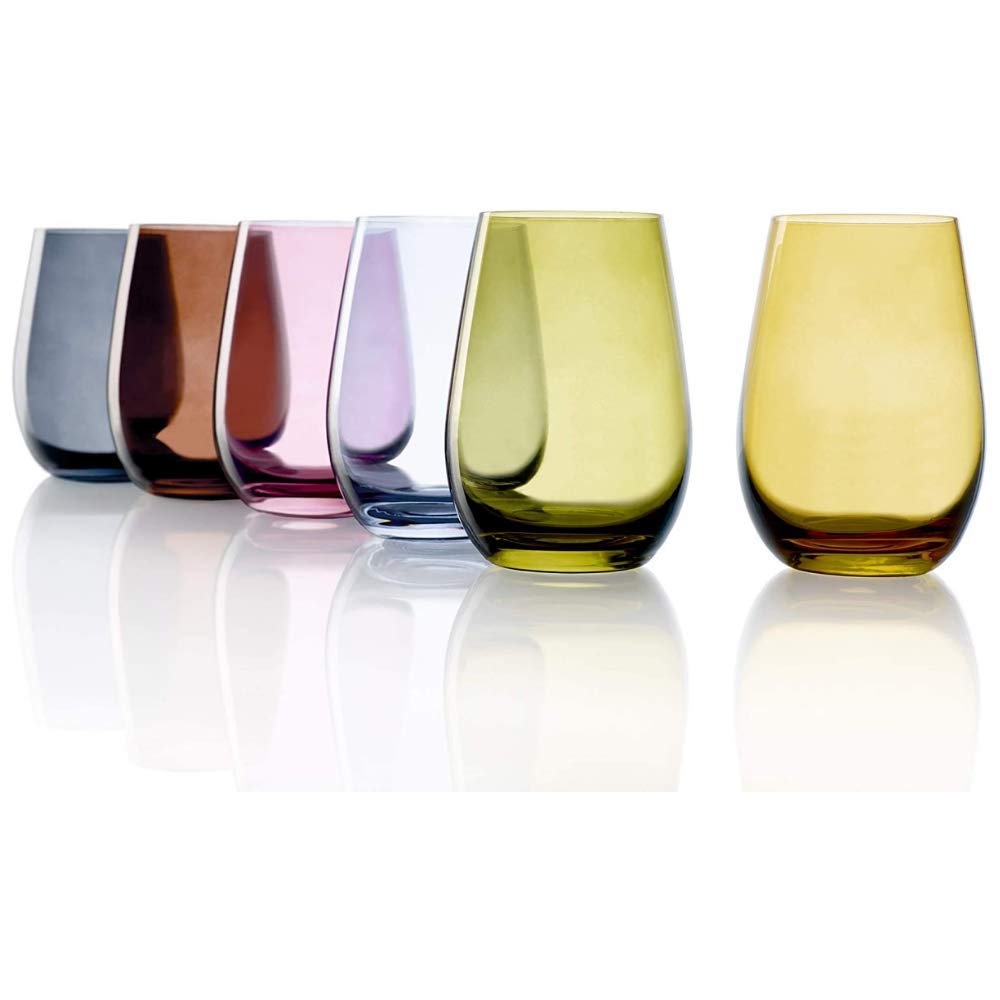 Stölzle Lausitz Wassergläser Set Elements Kids Mediterraner Mix 335 ml randvoll / 6er Set Wassergläs