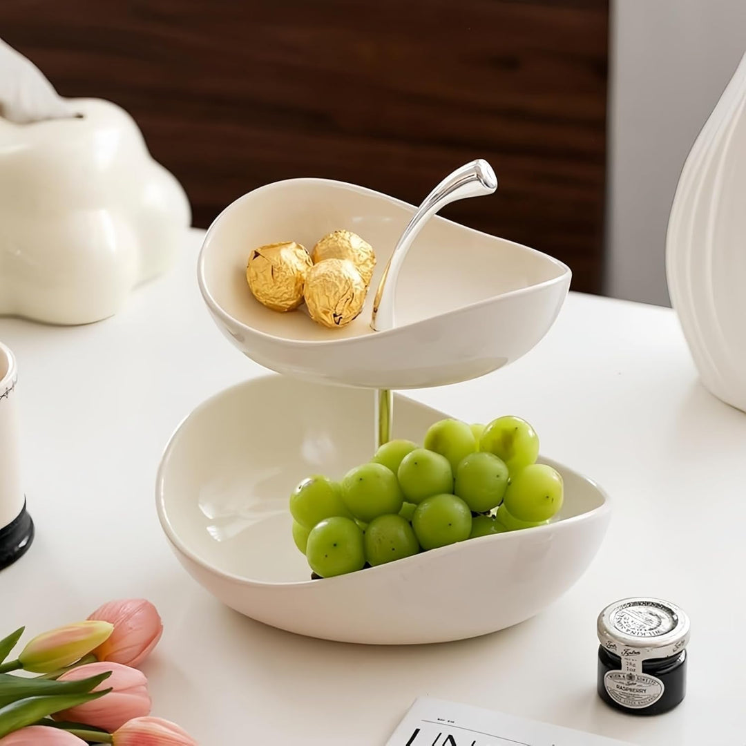 Doppelte Obstschale Modern Mit Zwei Schalen Aus Keramik Und Metallschalen Obstschale Keramik Bei Sna