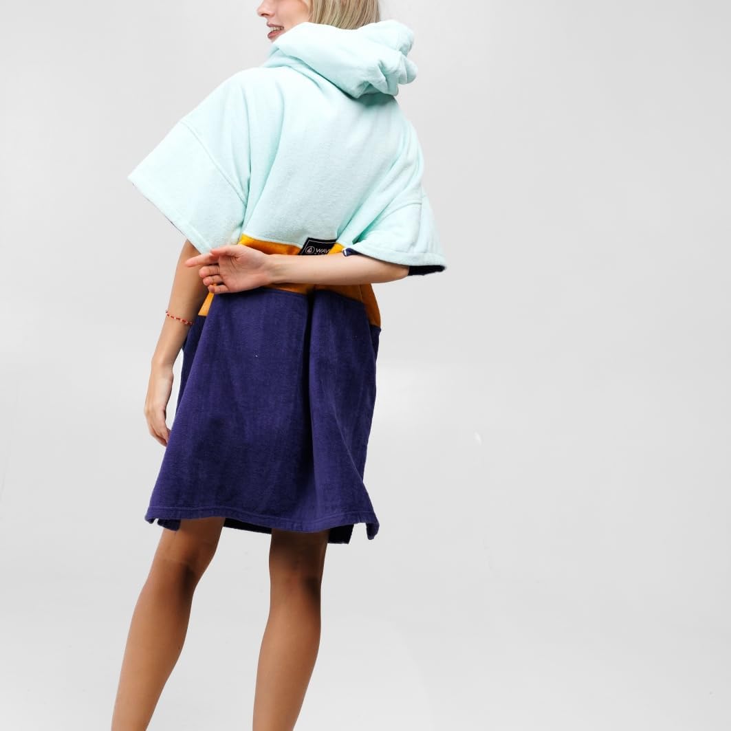 WAVE HAWAII Poncho Maneiro Badeponcho 100% Baumwolle für Körpergrössen von 145-175 cm Umkleidehilfe