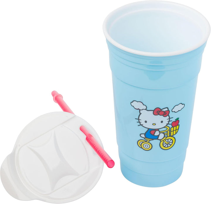 Silver Buffalo Sanrio Hello Kitty Trinkbecher mit Deckel und Strohhalm, Kunststoff, 907 ml Hello Kit