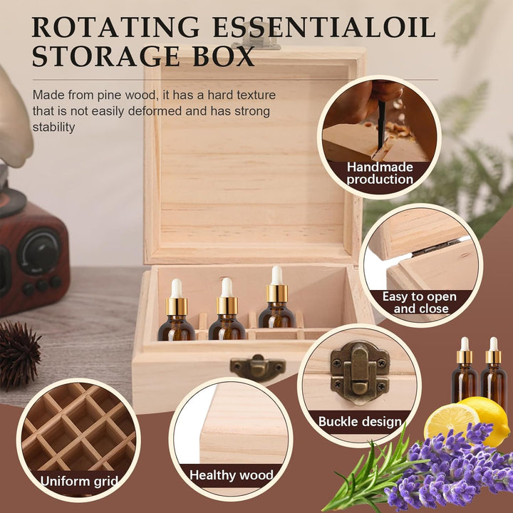 RoseFlower 16 Löcher Ätherisches Öl Aufbewahrungsbox Duftöle Display Ständer Behälter, Essential Oil
