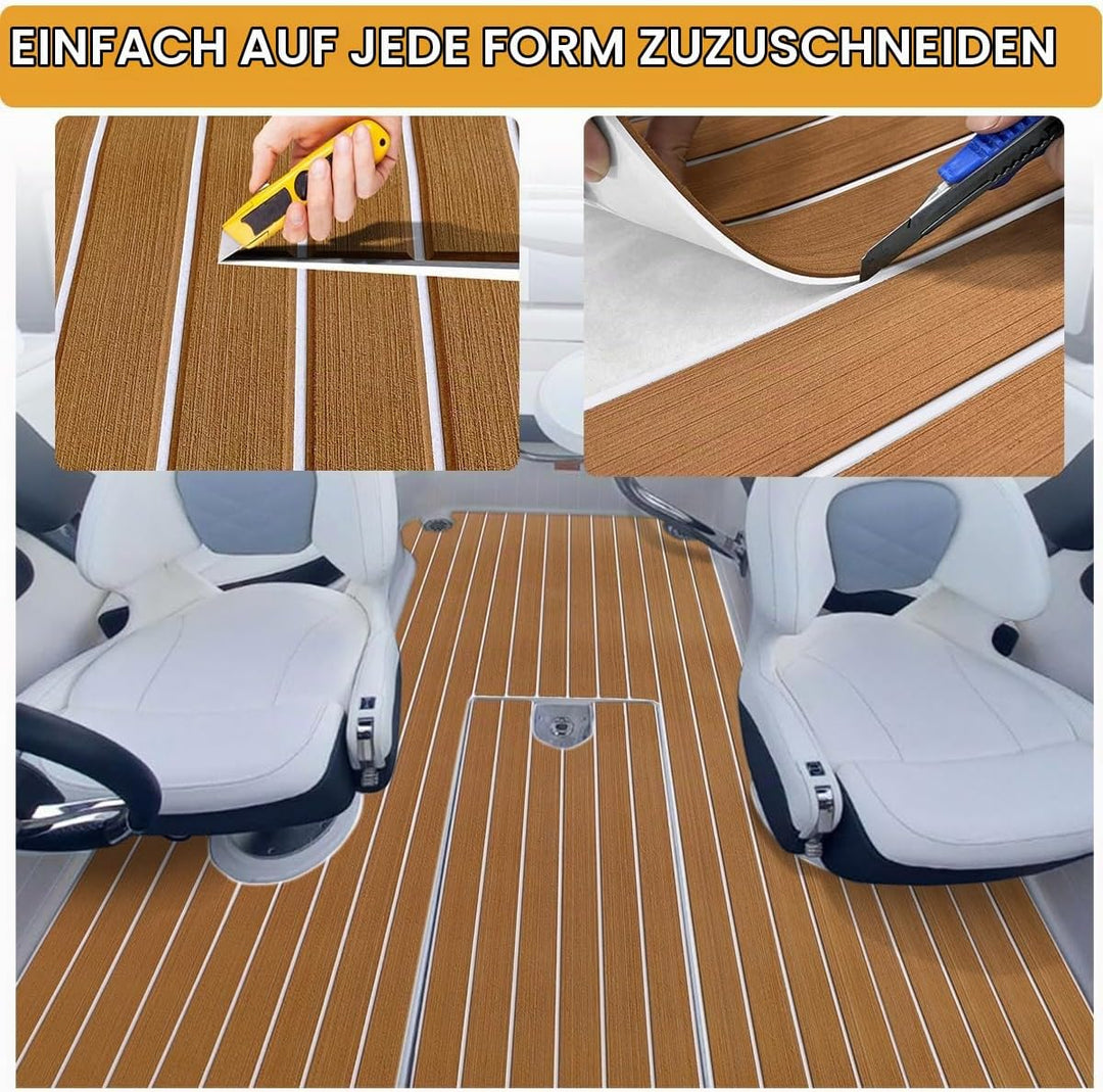 Hzkaicun Eva Schaum Boot 240x17/41/60/90 cm, Teakholz Eva Schaum Bodenbelag, Selbstklebende Deck Tep
