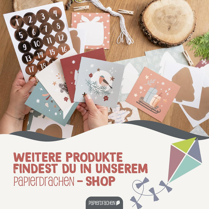 Papierdrachen Rubbelkalender 2025 - Adventskalender zum Ausfüllen und Verschenken - Wintertiere- mit