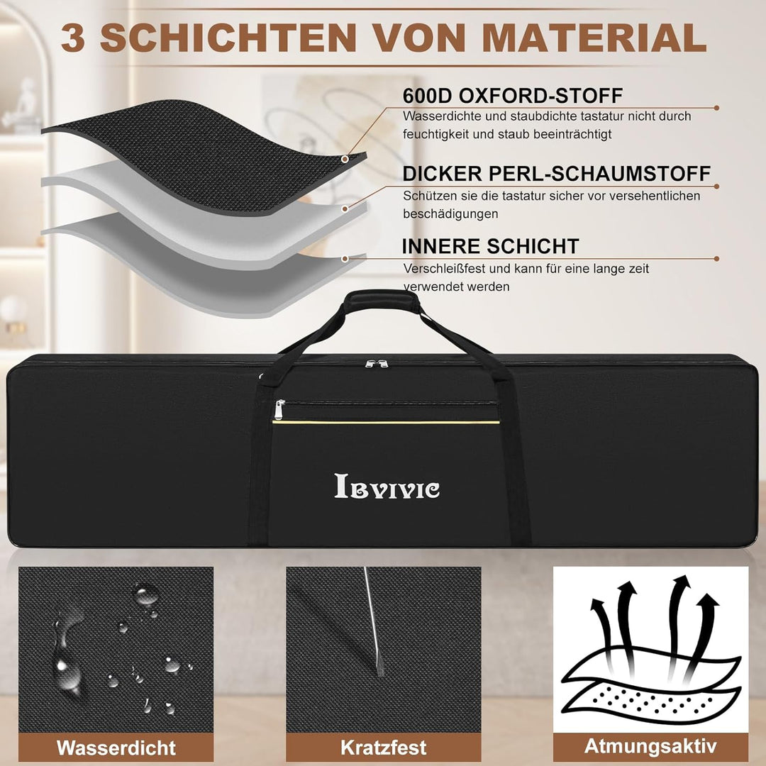 88 Key Keyboard Tasche, Robuste 600D Oxford Keyboardtasche 88 Tasten mit 10 mm Polsterung, Keyboard-