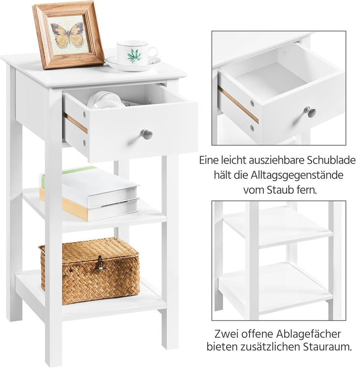 Yaheetech Nachttisch Nachtschrank mit Schublade Boxspringbett Nachtkommode Schmal Beistelltisch Sofa