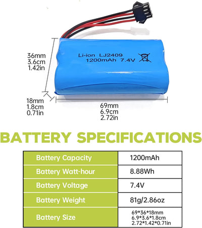 2PCS 7.4V 1200mah SM-4P Stecker Akku mit USB Ladekabel für EC08 RC Spielzeugauto Modell Geländefahrz