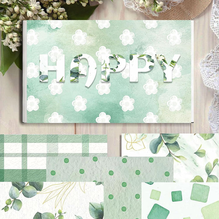Scrapbook Papier 30x30 Scrapbook Bastelpapier mit Muster, Grün Scrapbooking Papier Doppelseitiges Fr
