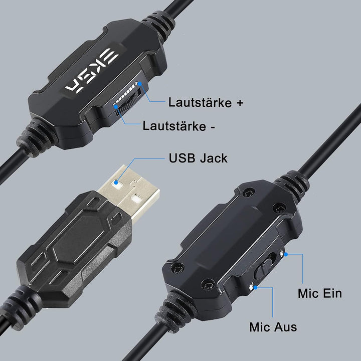 EKSA H12E USB PC Headset mit Mikrofon, Business Headset mit Rauschunterdrückung Mic, Stummschalter &