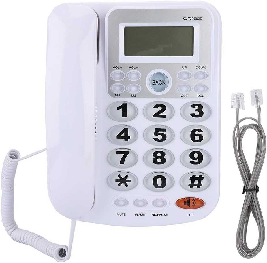 ASHATA Schnurgebundes Telefon, Schnurtelefon LCD Display Desktop Telefon mit Grosse Tasten,Freisprec