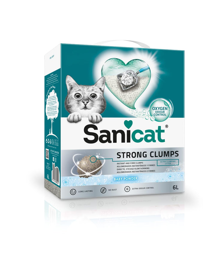 Sanicat – Ultra-klumpende Katzenstreu mit Talkpuderduft | Sofortige Bildung kompakter Klumpen | Geru