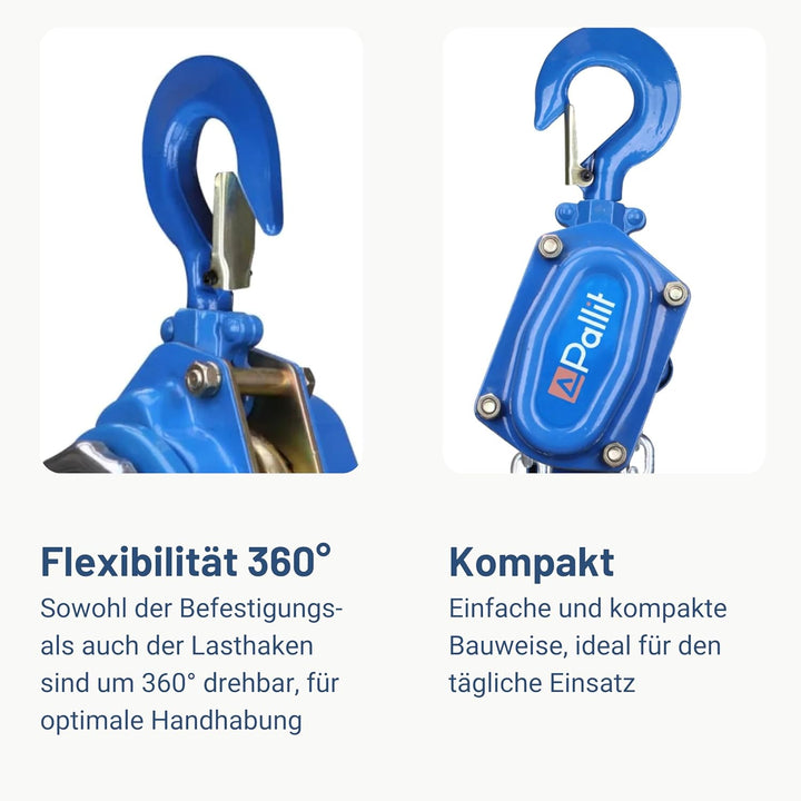 Pallit Hebelzug LEVER-M | 1500 kg Tragkraft | 3 m Kettenlänge | strapazierfähige Lastbremse | Freila