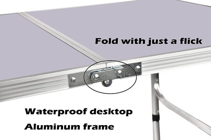 Klappbarer Gartentisch aus Aluminium, wasserdicht, höhenverstellbar mit praktischem Griff, für Outdo