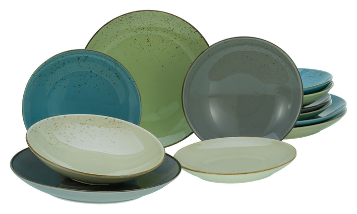 Creatable 20963, Serie Nature Collection, Geschirrset, Teller Set 12 teilig, Steinzeug Original 12 t