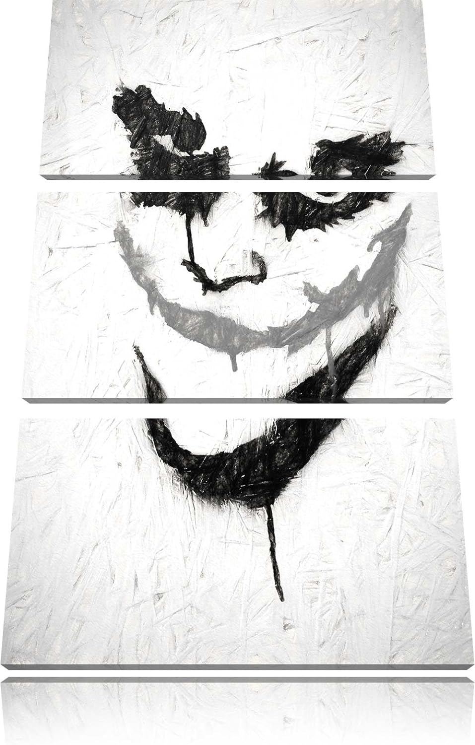 Pixxprint Böser Clown Grinst als Leinwandbild | Grösse: 3 Teilig (120x80) | Wandbild| Kunstdruck | f