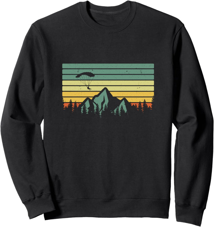 Vintage Paragleiter segelt über Berge Paraglider Gleitschirm Sweatshirt