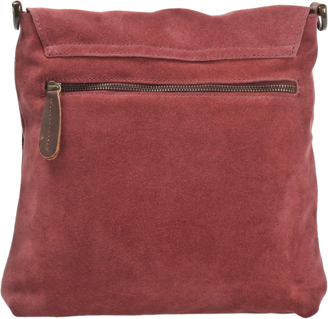 LECONI Umhängetasche für Damen Crossbag Veloursleder Echtleder Natur Damentasche Schultertasche Lede