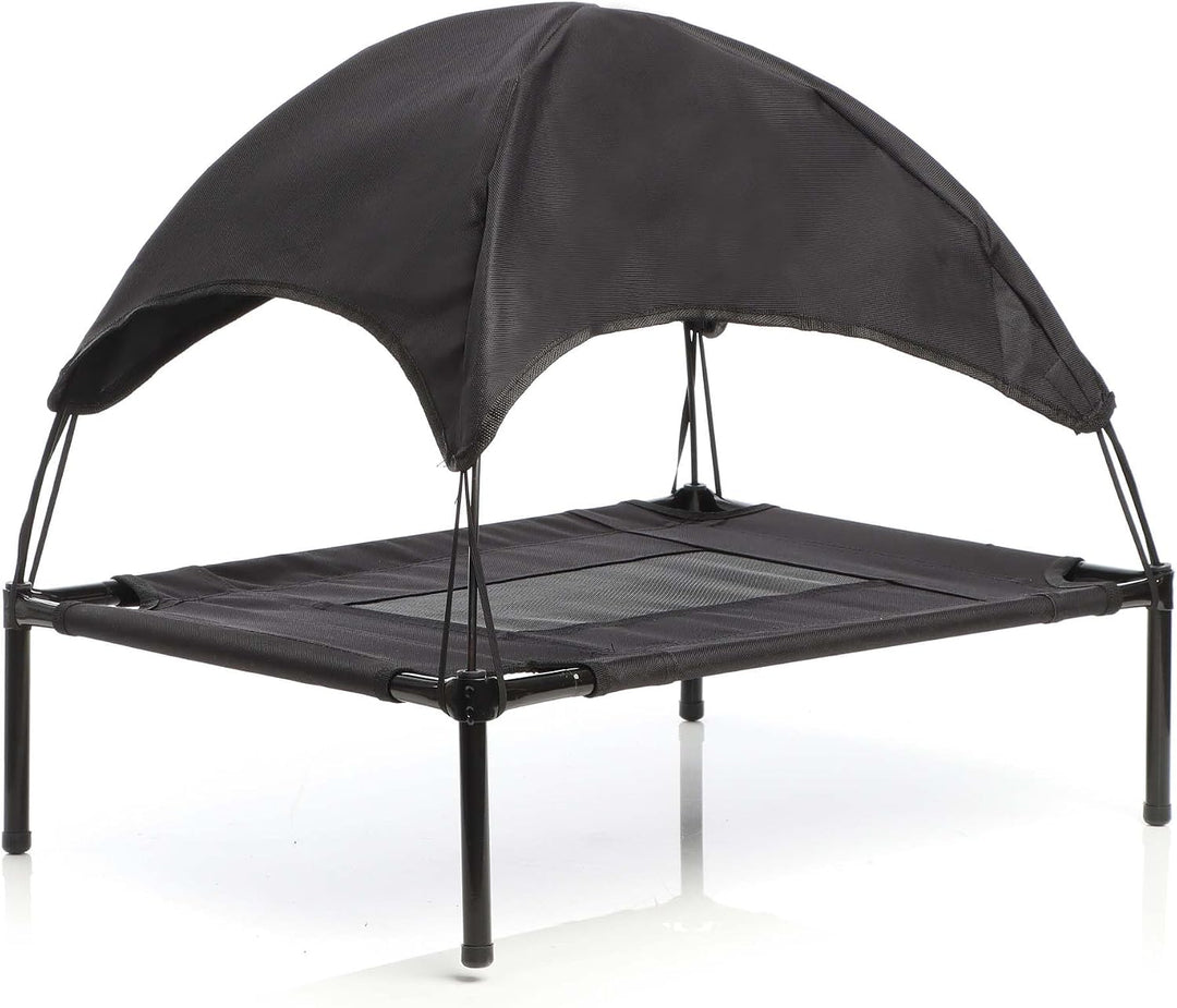Wiltec Hundebett mit Dach Schwarz 76 x 60 x 16 cm Grösse M bis 25 kg Outdoor Katzenliege Haustier Sc