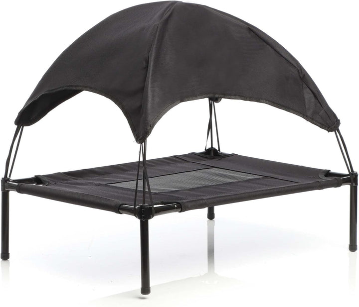 Wiltec Hundebett mit Dach Schwarz 76 x 60 x 16 cm Grösse M bis 25 kg Outdoor Katzenliege Haustier Sc