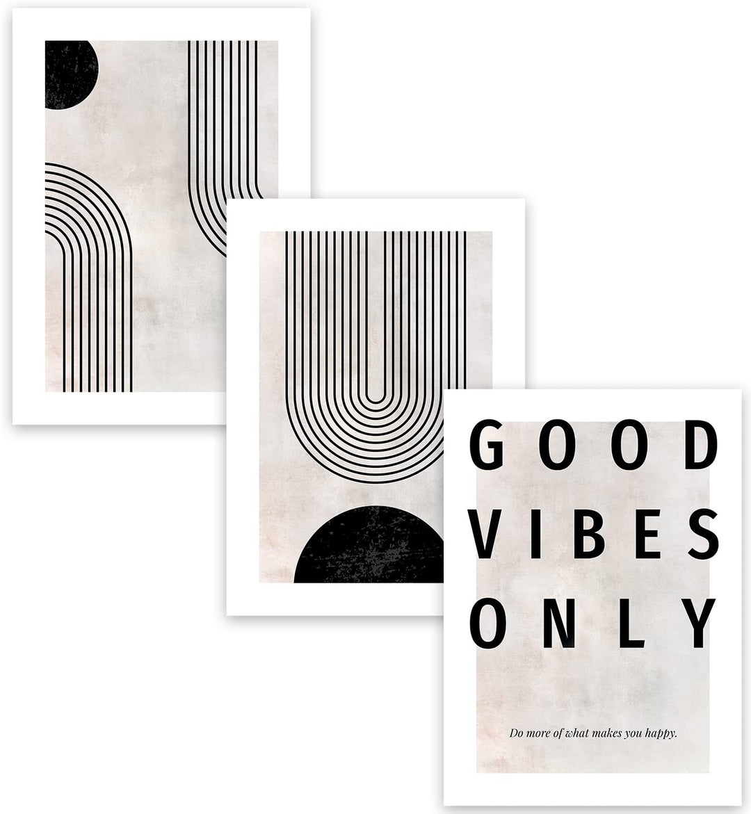 MUUDLY® Premium Poster 50x70 cm 3er Set, Grosse Bilder als Wanddeko, Moderne Wandbilder Hochformat (