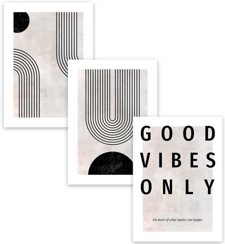 MUUDLY® Premium Poster 50x70 cm 3er Set, Grosse Bilder als Wanddeko, Moderne Wandbilder Hochformat (