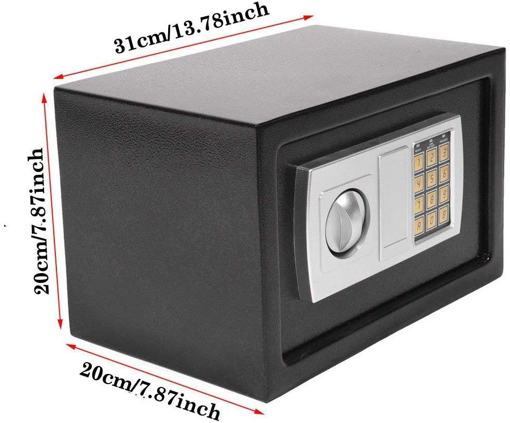 Digitaler Stahl-Safe mit Schlüssel und Code, elektronisch, 16 Liter, Grösse: 250 x 250 x 350 mm, sch