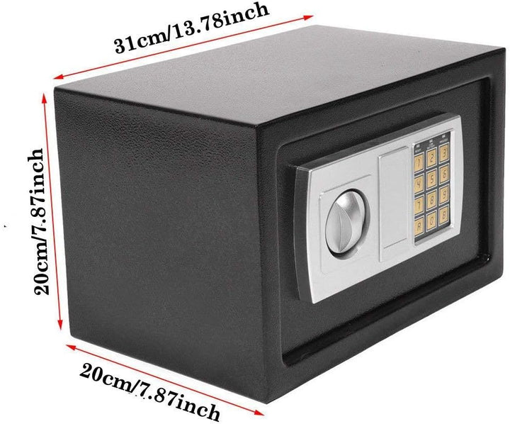 Digitaler Stahl-Safe mit Schlüssel und Code, elektronisch, 16 Liter, Grösse: 250 x 250 x 350 mm, sch