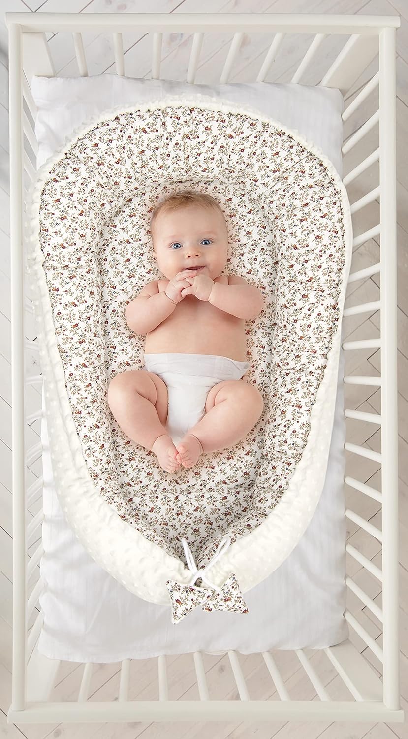 PIMKO Babynest 2seitig Minky Babynestchen für Baby Kuschelnest Babykokon für Säuglinge und Neugebore