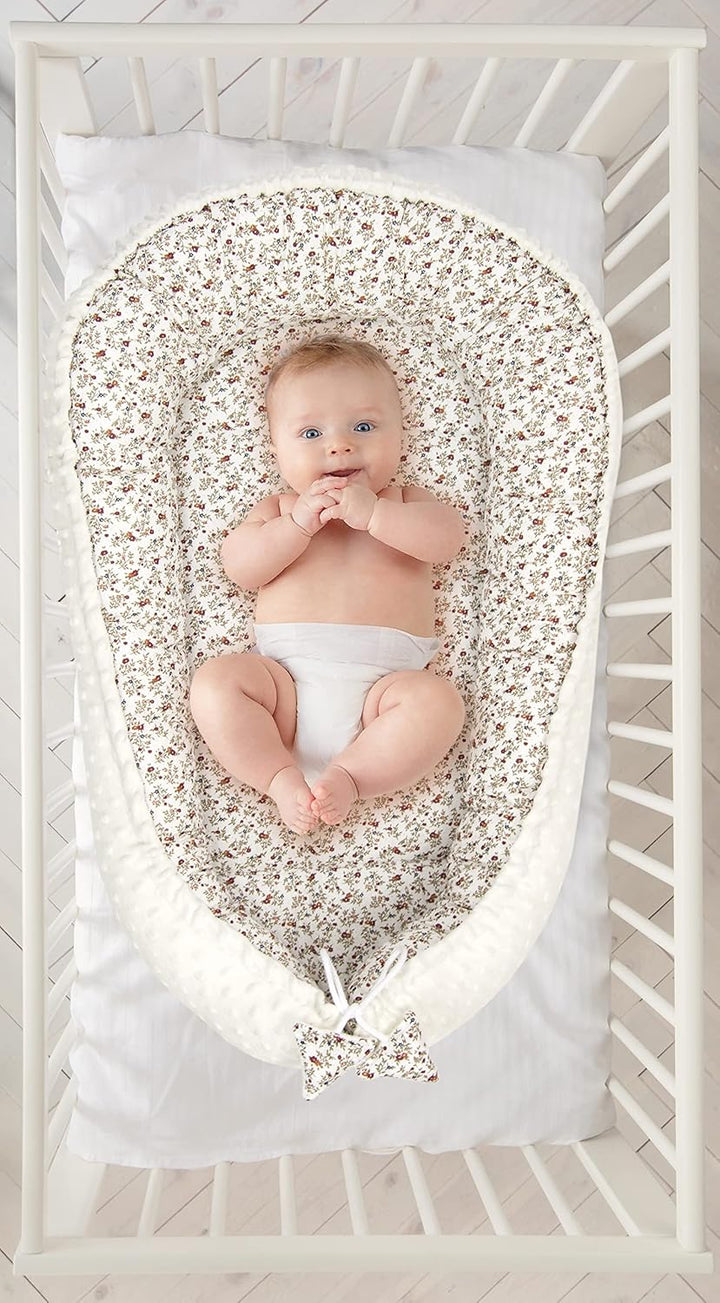 PIMKO Babynest 2seitig Minky Babynestchen für Baby Kuschelnest Babykokon für Säuglinge und Neugebore