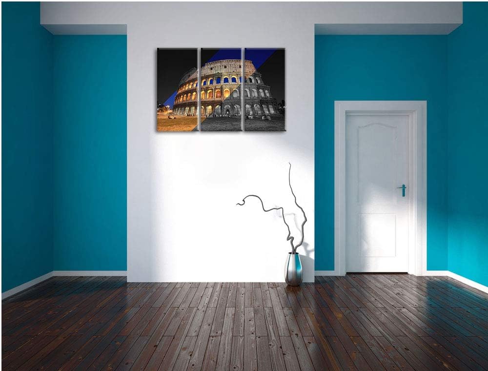 Pixxprint Colosseum in Rom Italien als Leinwandbild | Grösse: 3 Teilig (120x80) | Wandbild| Kunstdru