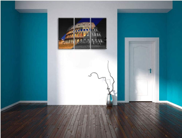 Pixxprint Colosseum in Rom Italien als Leinwandbild | Grösse: 3 Teilig (120x80) | Wandbild| Kunstdru