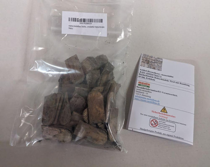 menta-modellbau Dachschindeln Tirol mit Rundung, 55 Stück Krippenbau Krippenzubehör Holzschindeln