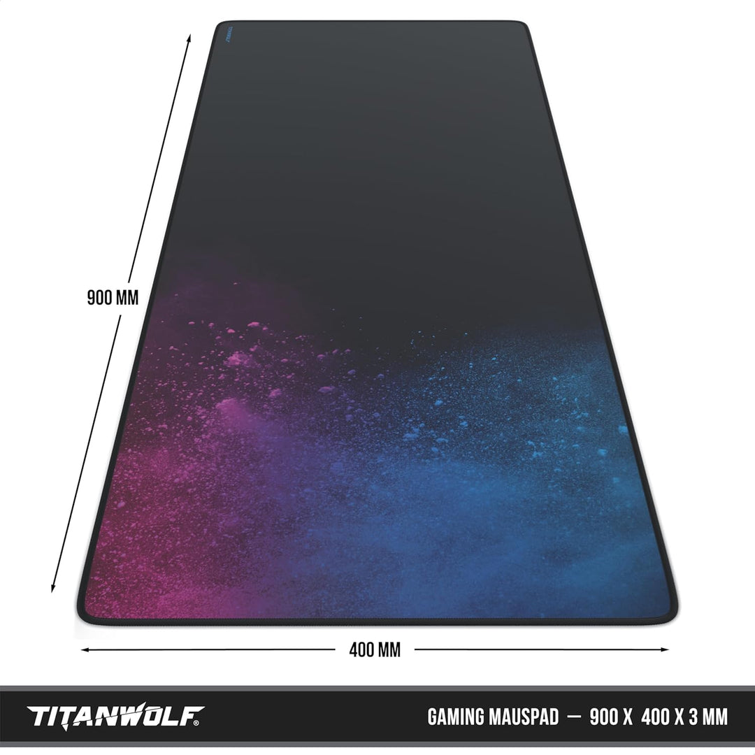 TITANWOLF - XXL Speed Gaming Mauspad 900 x 400mm - XXL Mousepad - Tischunterlage Large Size - verbes