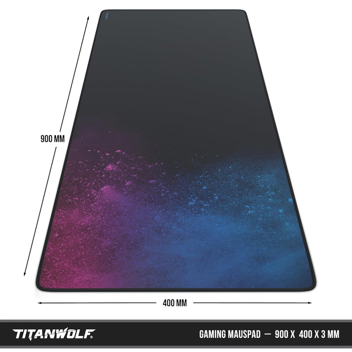 TITANWOLF - XXL Speed Gaming Mauspad 900 x 400mm - XXL Mousepad - Tischunterlage Large Size - verbes