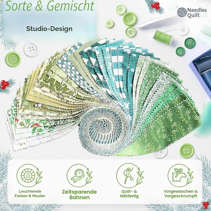 Needles Quilt Studio – 6,3 cm vorgeschnittenes 40 Stoffstreifen Bundle (Sommerwald) | Baumwollstreif