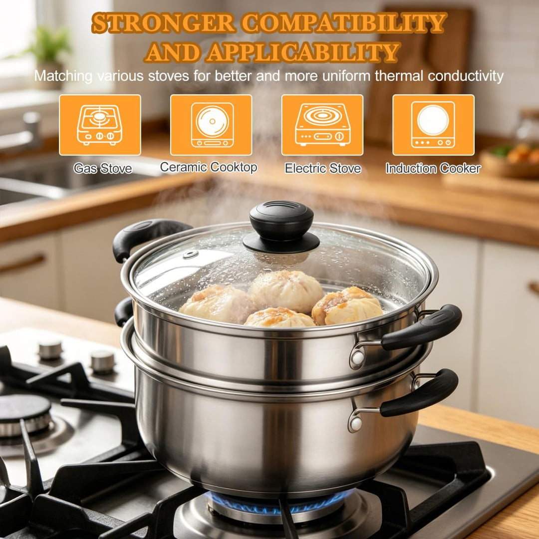 PRETYZOOM Suppentopf Action Topf zum Einführen mit Dampfgarer mit Sieb Couscous-Topf Induktion Kocht
