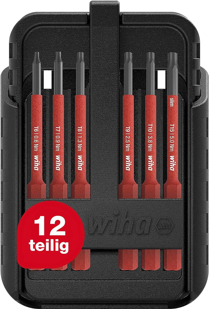 Wiha Bit Set slimBit electric TORX®, TORX PLUS® 12-tlg. I inkl. slimBit-Boxen und Gürtelhalter I fle