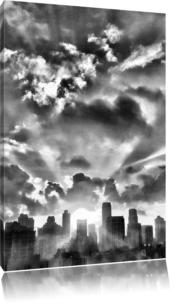 Pixxprint Chicago Skyline im Sonnenaufgang als Leinwandbild/Grösse: 100x70 / Wandbild/Kunstdruck/fer