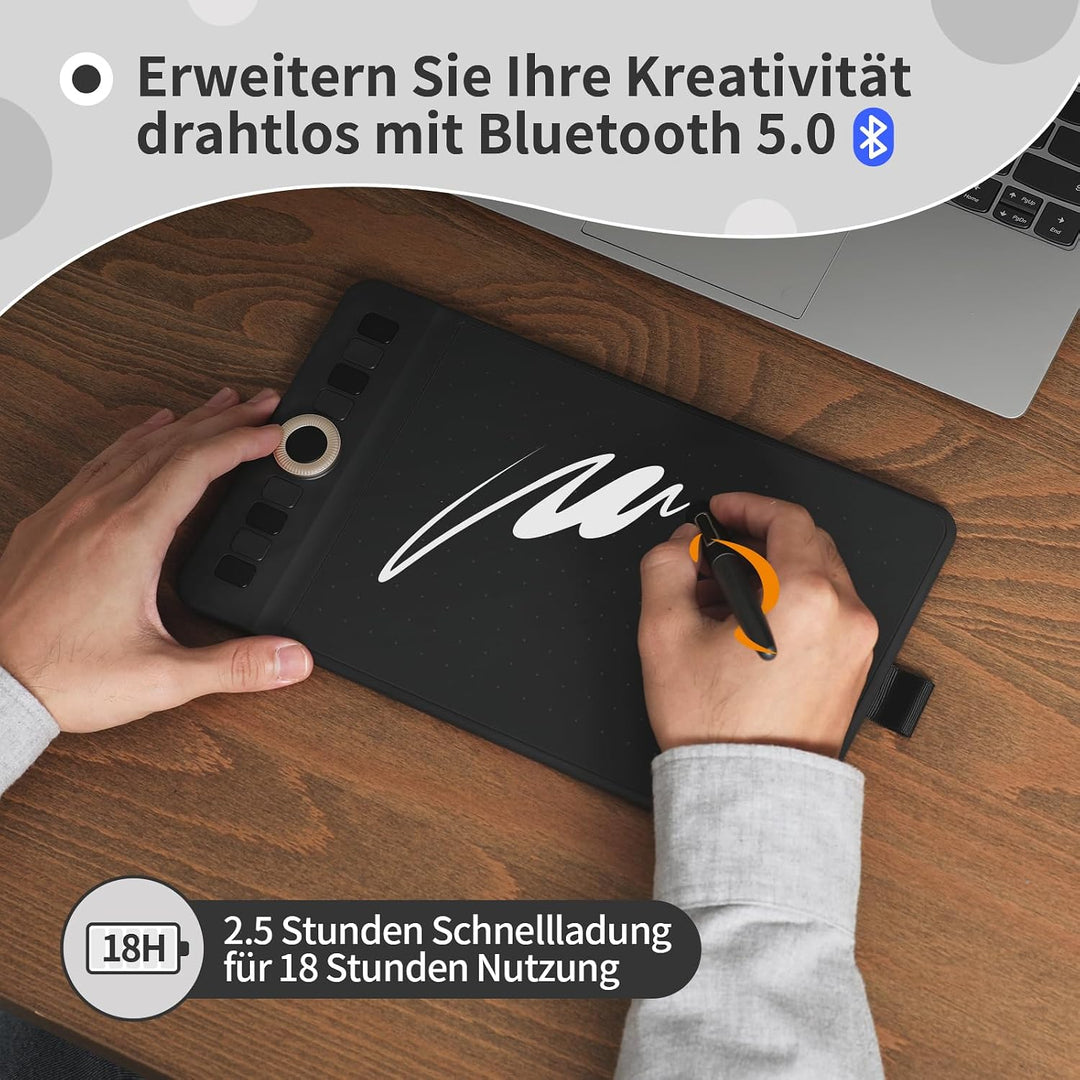 GAOMON WH851 Drahtloses Grafiktablett, Batteriefreier AP519 Digitaler Stift, 8 Programmierbare Druck