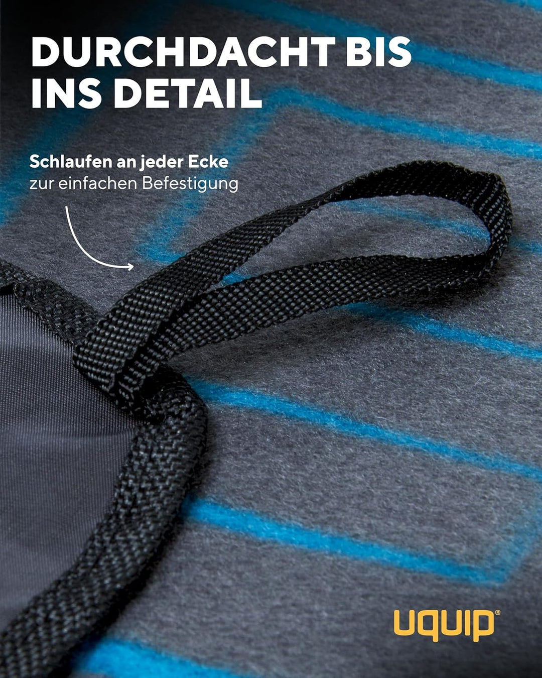 Uquip Picknickdecke Scotty L Grey I 150 x 180 cm I wasserdichte & schmutzabweisende Campingdecke I O