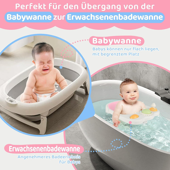 Baby Badesitz ab 6 Monate, Badewannensitz mit 4-starken Saugnäpfen, Rutschfester Badesitz Baby mit S