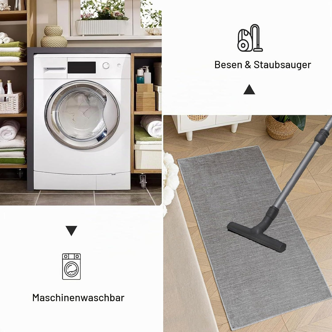 Evitany Kurzflor Teppiche Wohnzimmer, Weiche Pflegeleicht Anti-Rutsch Teppich Grau Waschbar Kurzflor