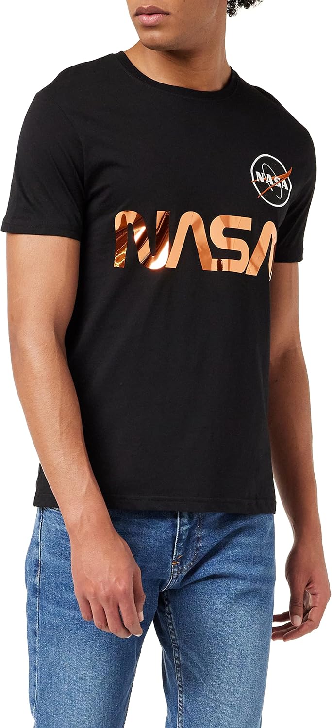 Alpha Industries Herren NASA Reflective T T-Shirt (1er Pack) S Black/Copper, S Black/Copper