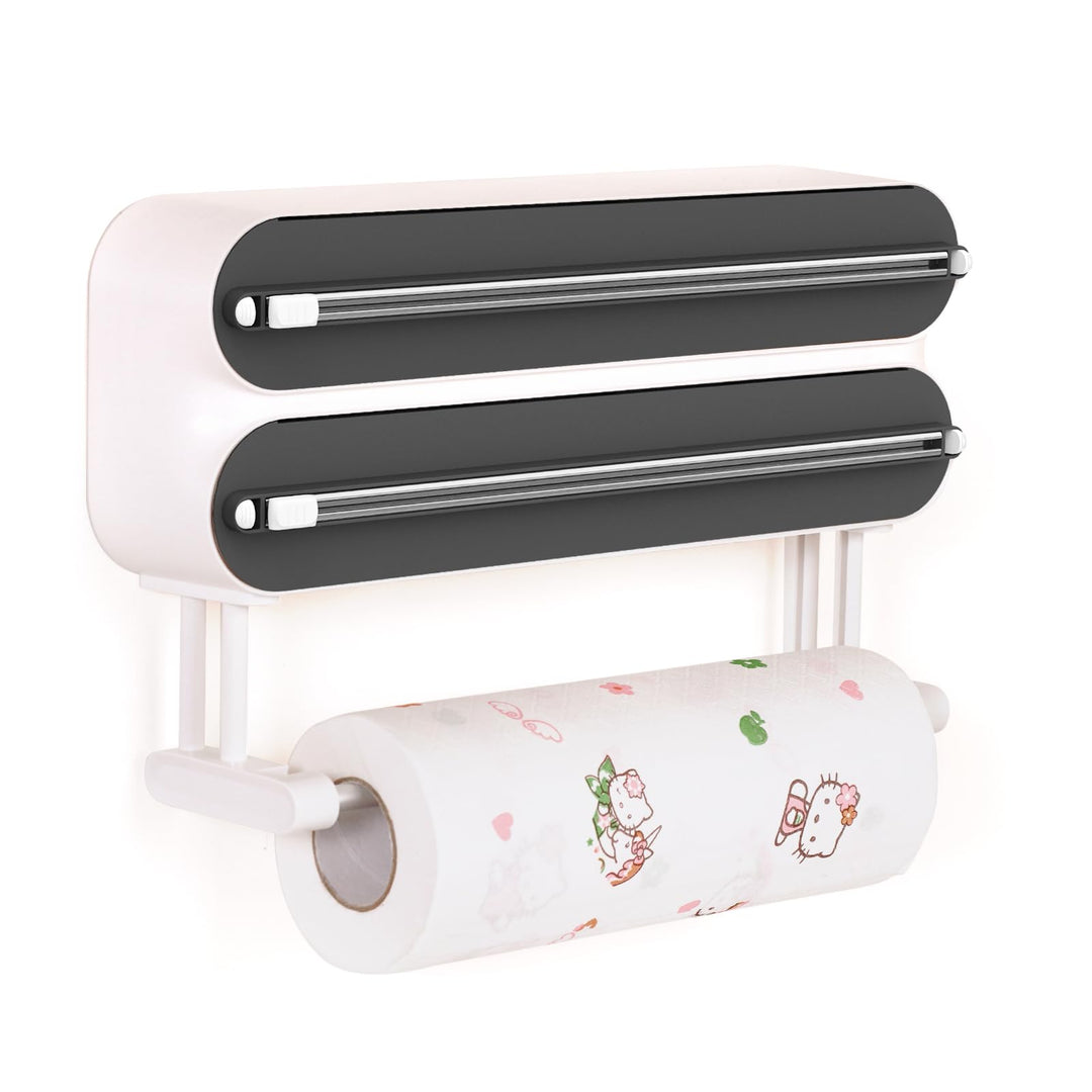 3 in 1 Frischhaltefolienspender mit Küchenrollenhalter - Küchenrollenhalterung mit Cutter - Küchenro